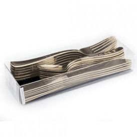 Cutlery Kit Fork, Knife y Spoon Gold Metallized (1 Unit)