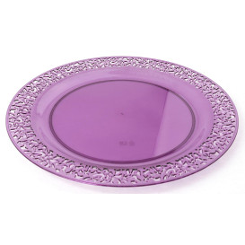 Plastic Plate Round shape "Lace" Eggplant 19cm (4 Units) 