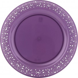 Plastic Plate Round shape "Lace" Eggplant 23cm (4 Units) 