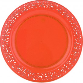 Plastic Plate Round shape "Lace" Orange 23cm (88 Units)