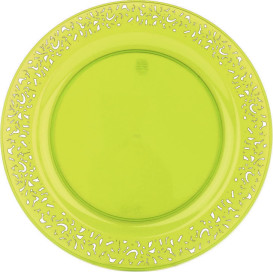 Plastic Plate Round shape "Lace" Green 19cm (4 Units) 