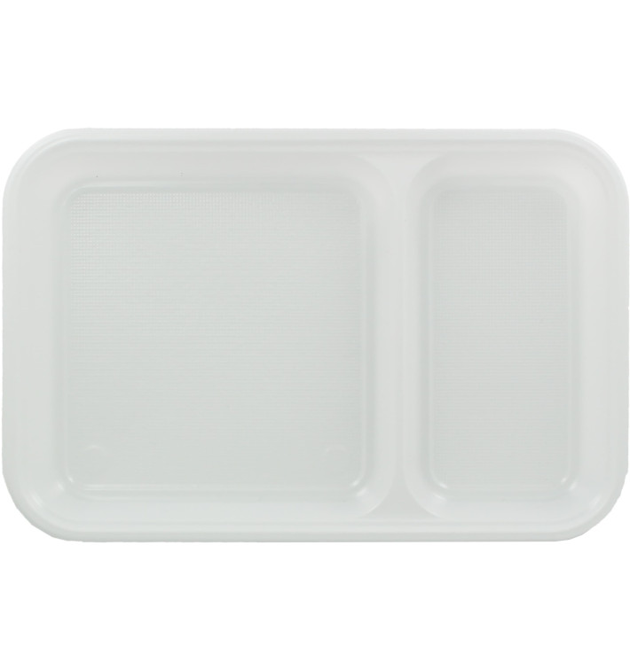 Plastic Compartment Tray White 2C 27x18cm (300 Units) Plastic Compartment Tray White 2C 27x18cm (300 Units)