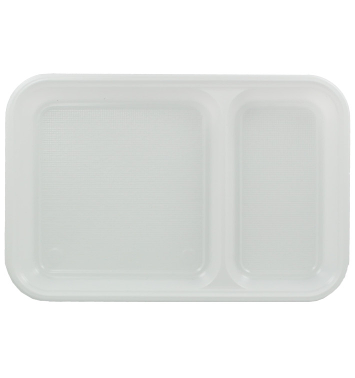 Plastic Compartment Tray White 2C 27x18cm (50 Units) Plastic Compartment Tray White 2C 27x18cm (50 Units)