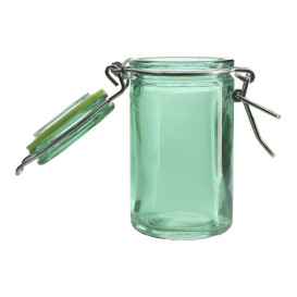 Glass Storage Jar Airtight Green 70ml Ø4,5x8cm (8 Units) 
