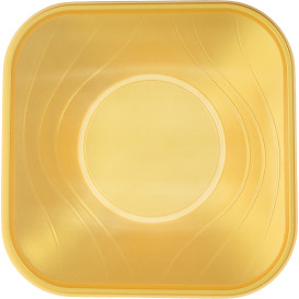 Plastic Bowl PP Square shape "X-Table" Gold 18x18cm (8 Units) 