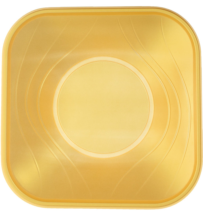 Plastic Bowl PP Square shape "X-Table" Gold 18x18cm (8 Units) Plastic Bowl PP Square shape "X-Table" Gold 18x18cm (8 Units)