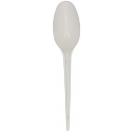 Cornstarch Spoon PLA Biodegradable White 17,5cm (15 Units) 