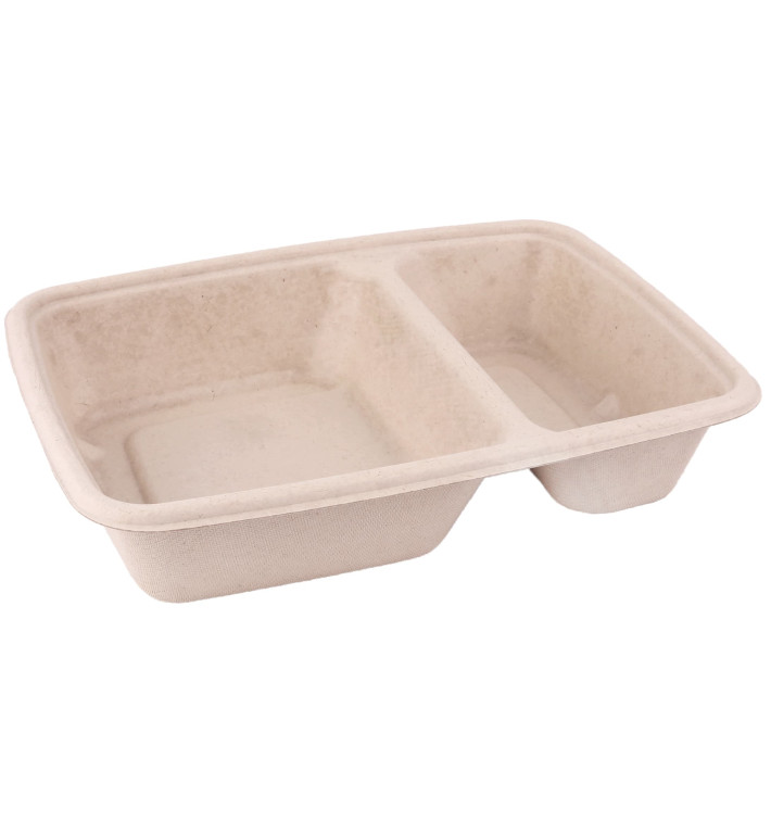 Sugarcane Container 2 Compartments 800ml 23x16,5x5cm (75 Units) Sugarcane Container 2 Compartments 800ml 23x16,5x5cm (75 Units)