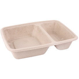 Sugarcane Container 2 Compartments 800ml 23x16,5x5cm (300 Units)