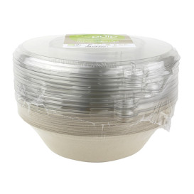 Sugarcane Bowl with Lid 1000ml Ø21x6cm (90 Units)