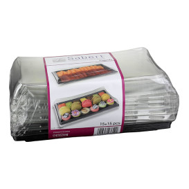 Plastic Tray with Lid Black 12x22cm (120 Uds)