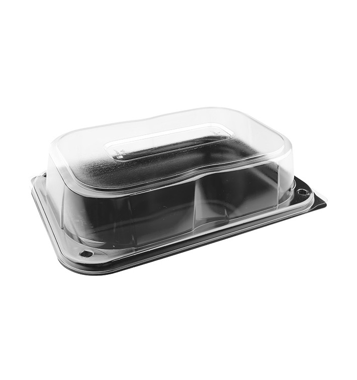 Plastic Tray Black with Lid PET 24x17cm (25 Units) Plastic Tray Black with Lid PET 24x17cm (25 Units)