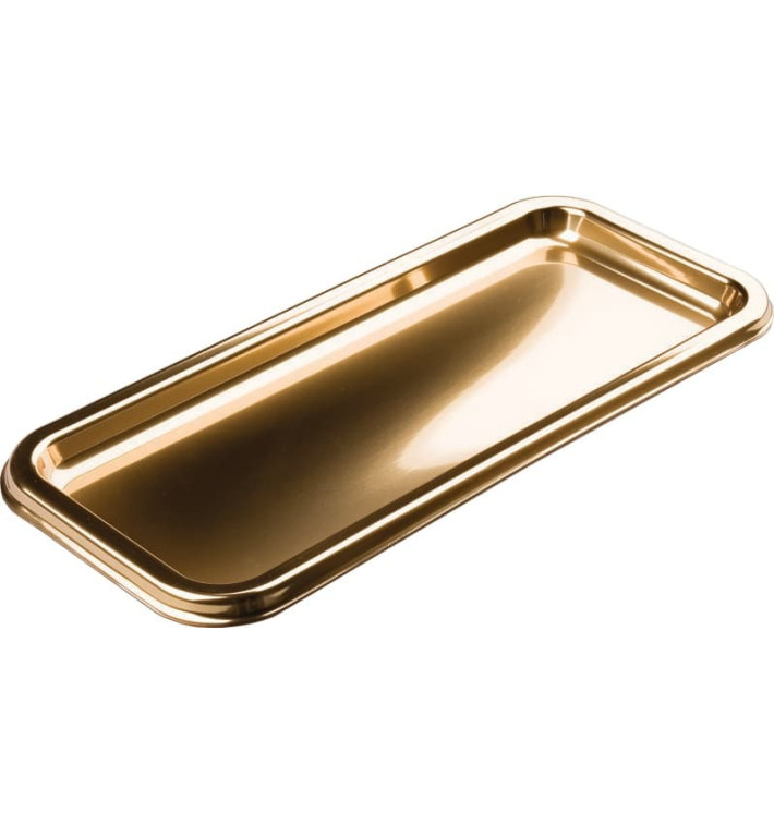 Plastic Tray Rectangular Shape Gold 35x16cm (50 Uds) Plastic Tray Rectangular Shape Gold 35x16cm (50 Uds)