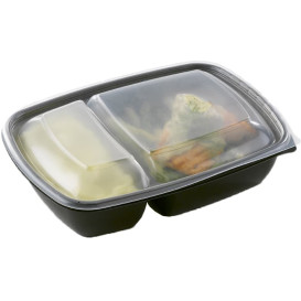 Plastic Deli Container with Lid PP Black 2C 900ml 23x16,5x7cm (90 Units)