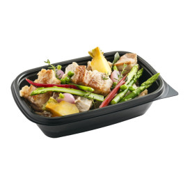 Plastic Deli Container PP Black 500ml 20x13x5cm (300 Units)