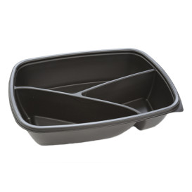 Plastic Deli Container PP 3C Black 900ml 23x17x5cm (75 Units)  