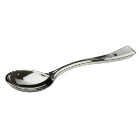 Plastic Teaspoon Metallized 10cm (100 Units) 