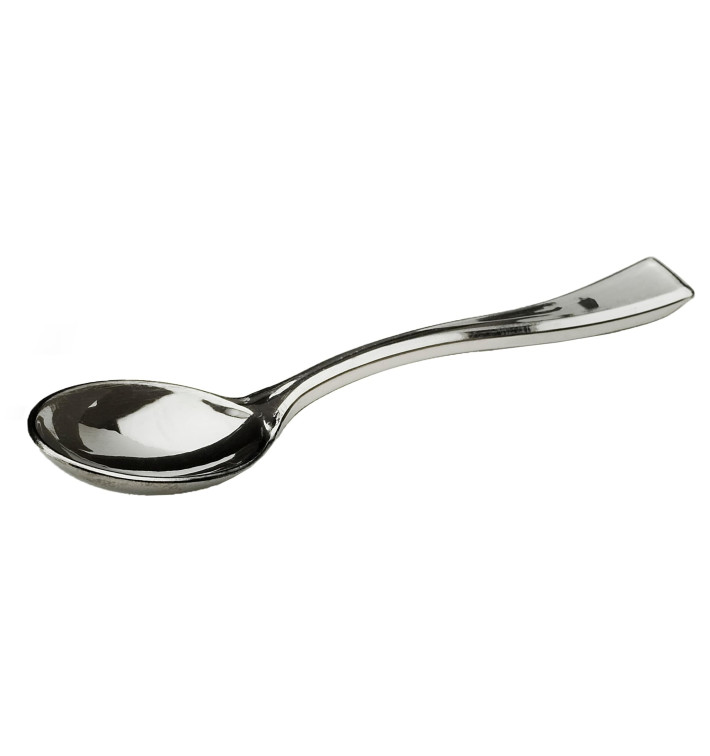 Plastic Teaspoon Metallized 10cm (100 Units) Plastic Teaspoon Metallized 10cm (100 Units)