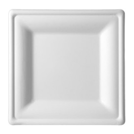 Sugarcane Plate Square shape White 15x15 cm (25 Units) 