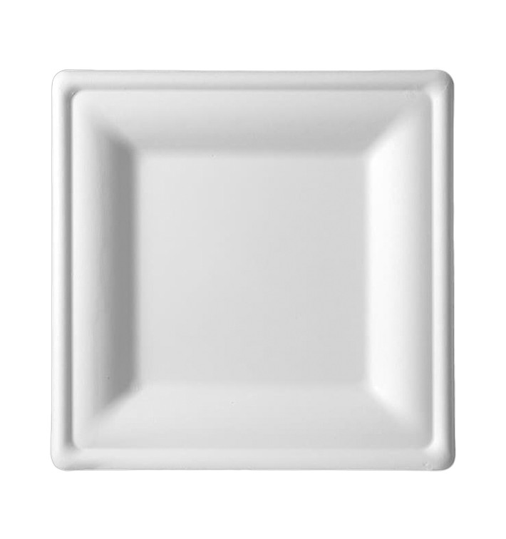 Sugarcane Plate Square shape White 15x15 cm (25 Units) Sugarcane Plate Square shape White 15x15 cm (25 Units)
