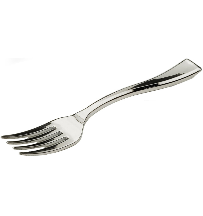 Plastic Mini Fork Metallized 10cm (50 Units) Plastic Mini Fork Metallized 10cm (50 Units)