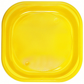 Plastic Plate PS Square shape Yellow Ø20x20 cm (30 Units) 