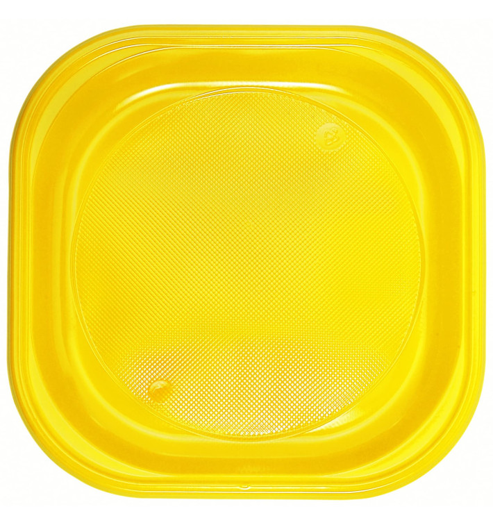 Plastic Plate PS Square shape Yellow Ø20x20 cm (30 Units) Plastic Plate PS Square shape Yellow Ø20x20 cm (30 Units)