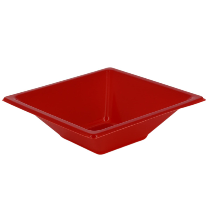 Plastic Bowl PS Square shape Red 12x12cm (25 Units) Plastic Bowl PS Square shape Red 12x12cm (25 Units)