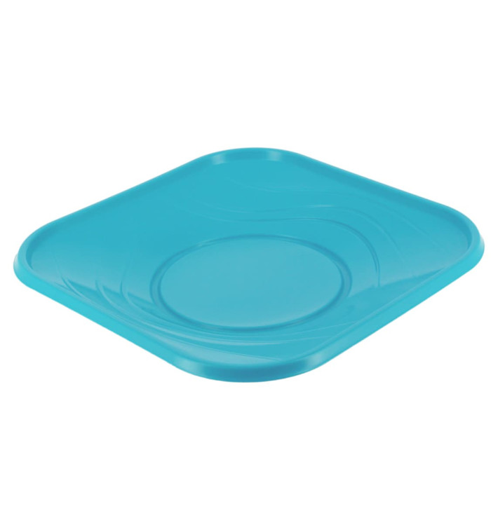 Plastic Plate PP "X-Table" Square shape Turquoise 18 cm (120 Units)