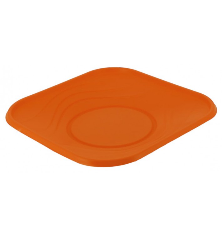 Plastic Plate PP "X-Table" Square shape Orange 23 cm (8 Units) 