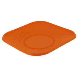 Plastic Plate PP "X-Table" Square shape Orange 23 cm (120 Units)