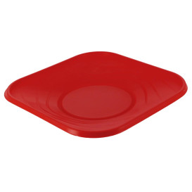 Plastic Plate PP "X-Table" Square shape Red 23 cm (8 Units) 