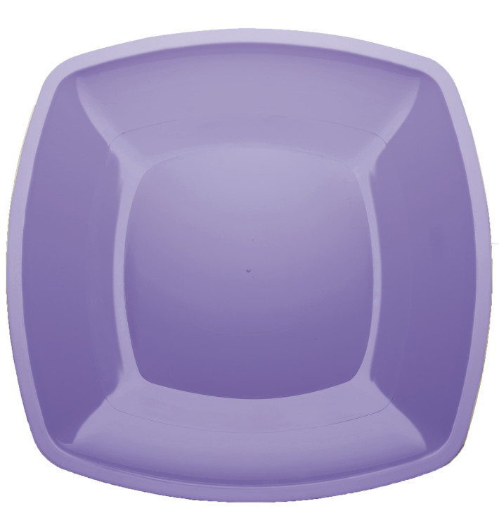 Plastic Plate Flat Lilac Square shape PS 30 cm (12 Units) Plastic Plate Flat Lilac Square shape PS 30 cm (12 Units)