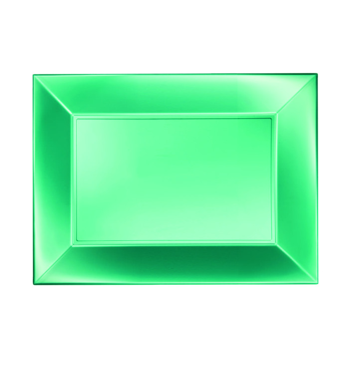 Plastic Tray Microwavable Green "Nice" 28x19cm (12 Units) Plastic Tray Microwavable Green "Nice" 28x19cm (12 Units)