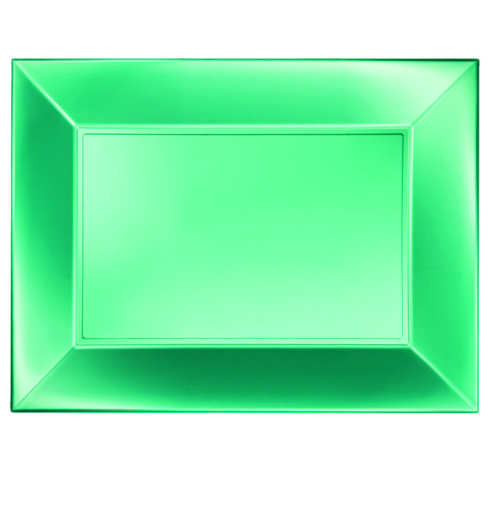 Plastic Tray Microwavable Green "Nice" 34,5x23cm (6 Units) Plastic Tray Microwavable Green "Nice" 34,5x23cm (6 Units)