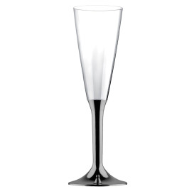 Plastic Stemmed Flute Sparkling Wine Niquel Chrome 160ml 2P (40 Units)