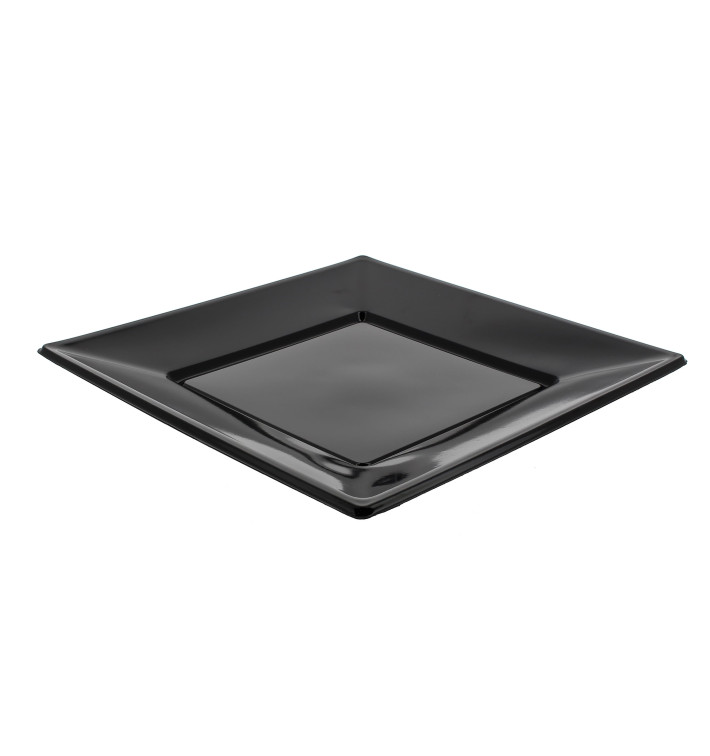 Plastic Plate Flat Square shape Black 23 cm (750 Units) Plastic Plate Flat Square shape Black 23 cm (750 Units)