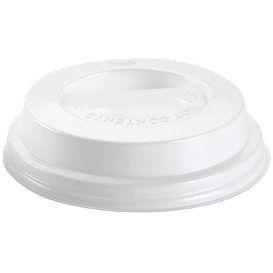 Plastic Lid with Hole PS White Ø8,0cm (1000 Units)