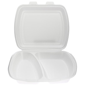 Foam Lunch Box 2 Compartments White 2,40x2,10x0,70cm (125 Units)  
