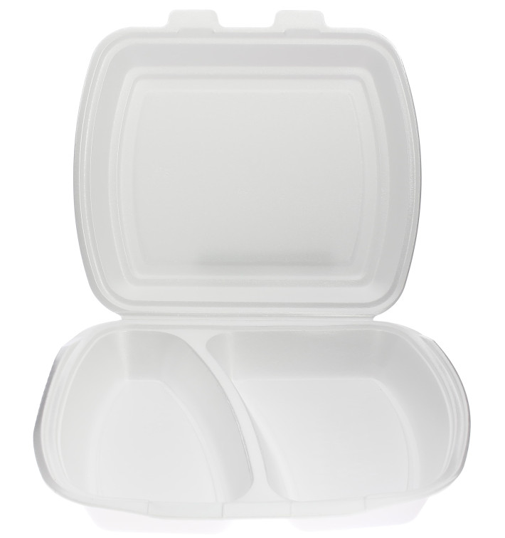 Foam Lunch Box 2 Compartments White 2,40x2,10x0,70cm (125 Units) Foam Lunch Box 2 Compartments White 2,40x2,10x0,70cm (125 Units)