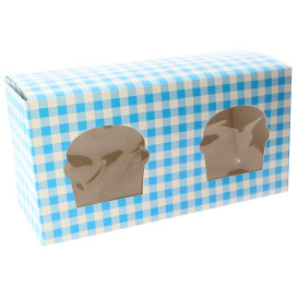 Paper Cupcake Box 2 Slot Blue 19,5x10x7,5cm (20 Units) 