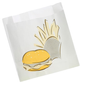 Paper Food Bag Grease-Proof Burger Design 15+5x16cm (100 Units)  