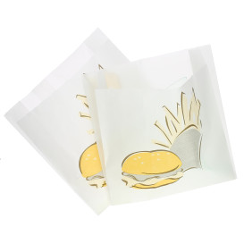 Paper Food Bag Grease-Proof Burger Design 15+5x16cm (100 Units)  