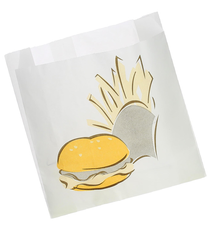 Paper Food Bag Grease-Proof Burger Design 15+5x16cm (1000 Units) Paper Food Bag Grease-Proof Burger Design 15+5x16cm (1000 Units)
