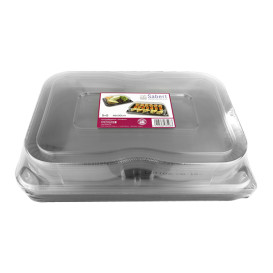Plastic Platter with Lid Black 46x30cm (15 Uds)