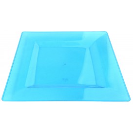 Plastic Plate Square shape Extra Rigid Turquoise 20x20cm (88 Units)
