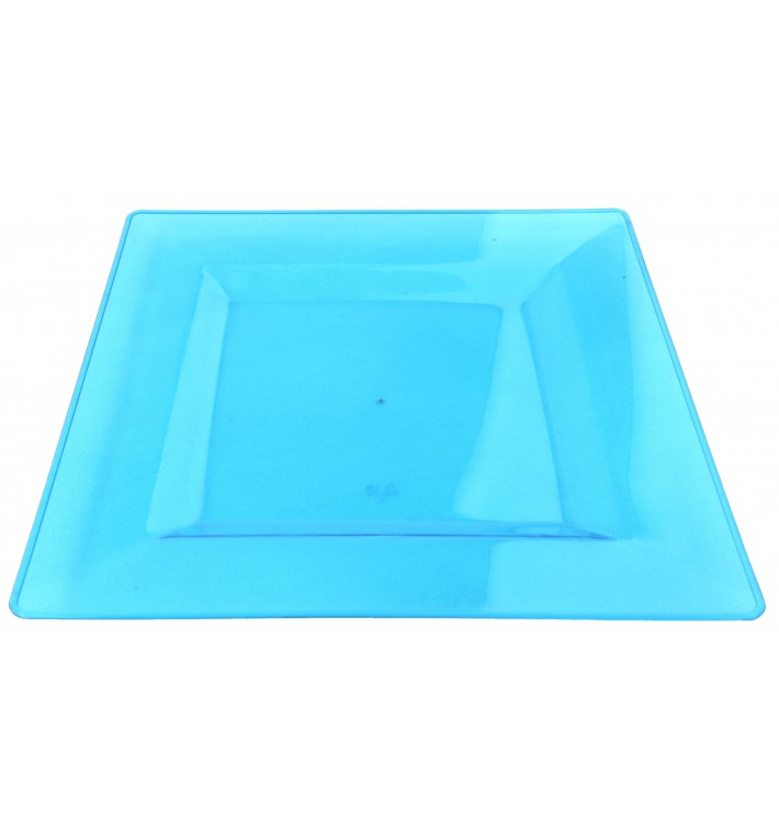 Plastic Plate Square shape Extra Rigid Turquoise 20x20cm (88 Units)