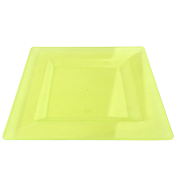 Plastic Plate Square shape Extra Rigid Green 20x20cm (4 Units) Plastic Plate Square shape Extra Rigid Green 20x20cm (4 Units)