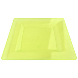 Plastic Plate Square shape Extra Rigid Green 20x20cm (88 Units)