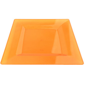 Plastic Plate Square shape Extra Rigid Orange 20x20cm (4 Units) 